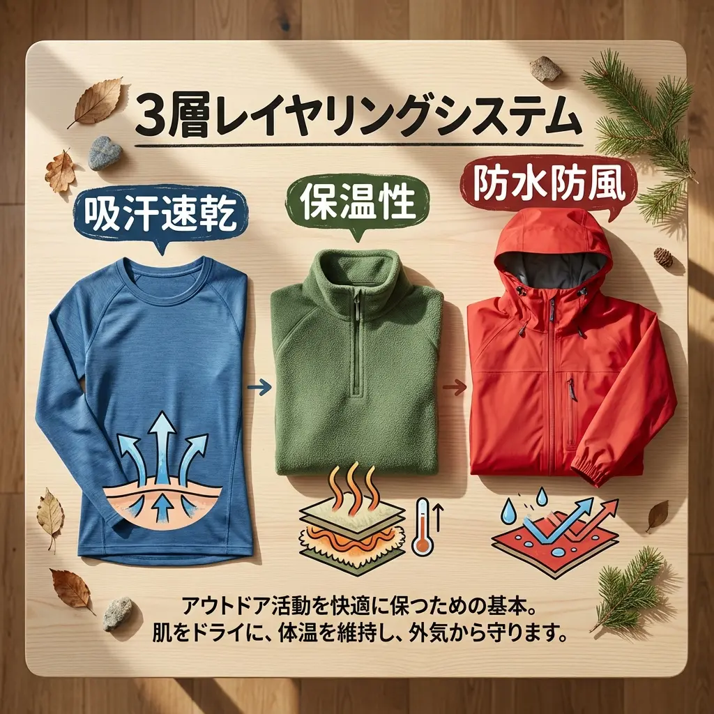 レイヤリングの3層構造を示す図解