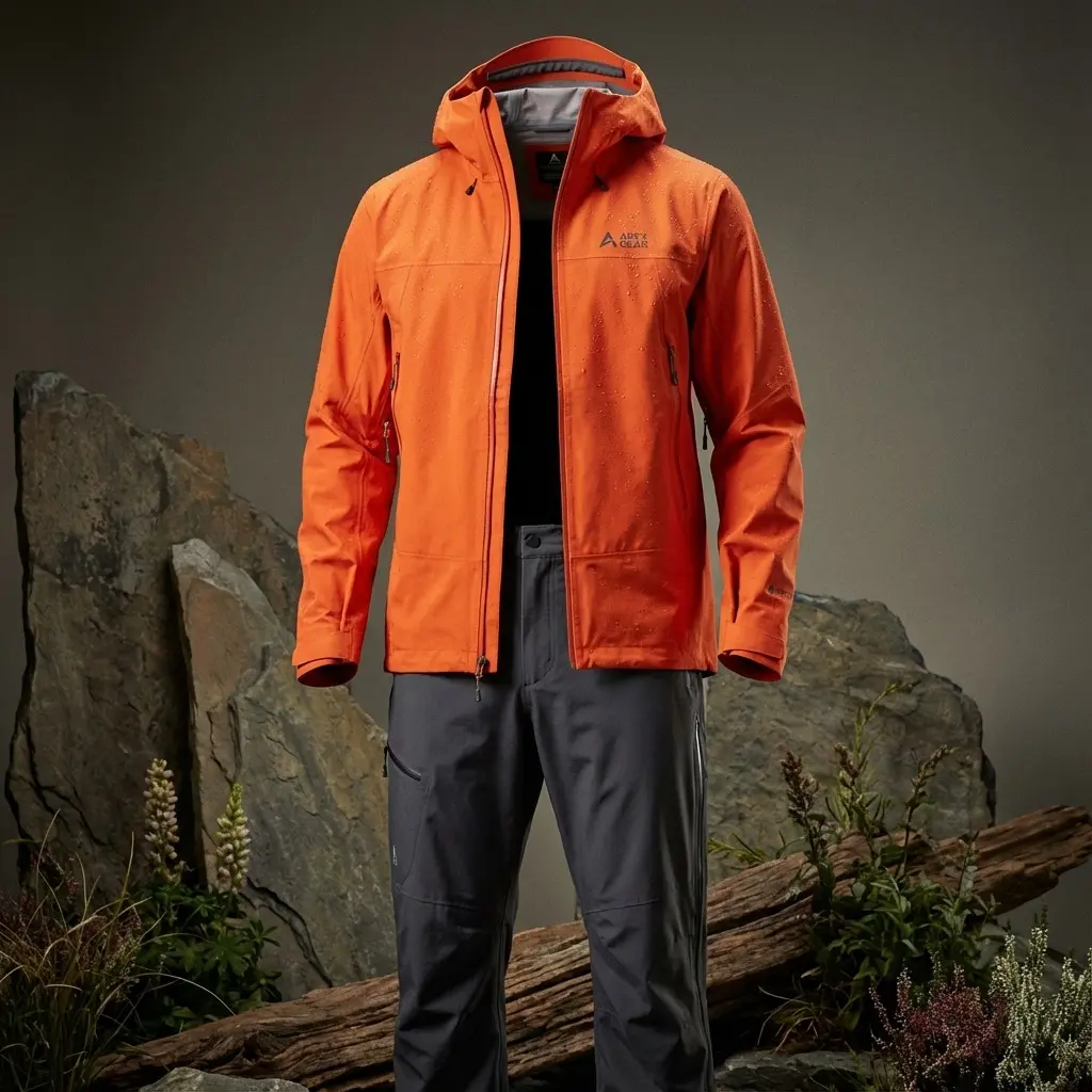 登山用レインウェアの実物写真