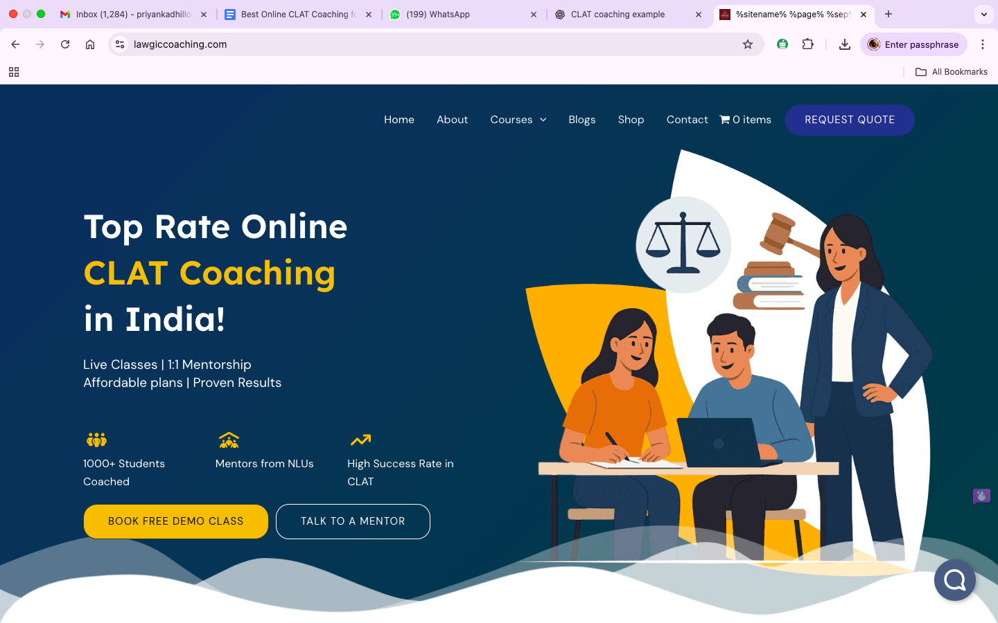 CLAT Online Coaching Interface