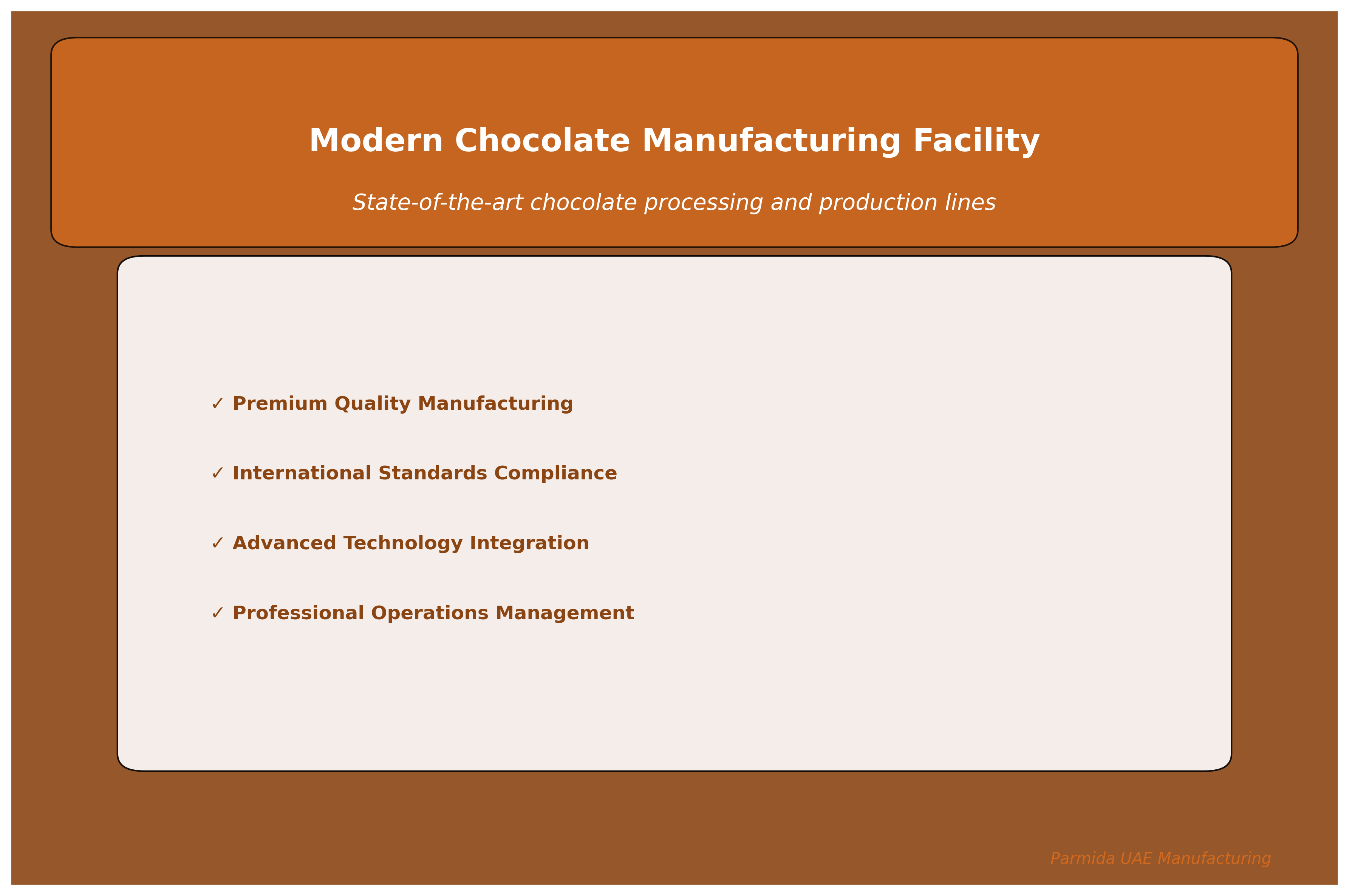 Modern Chocolate Manufacturing Facility