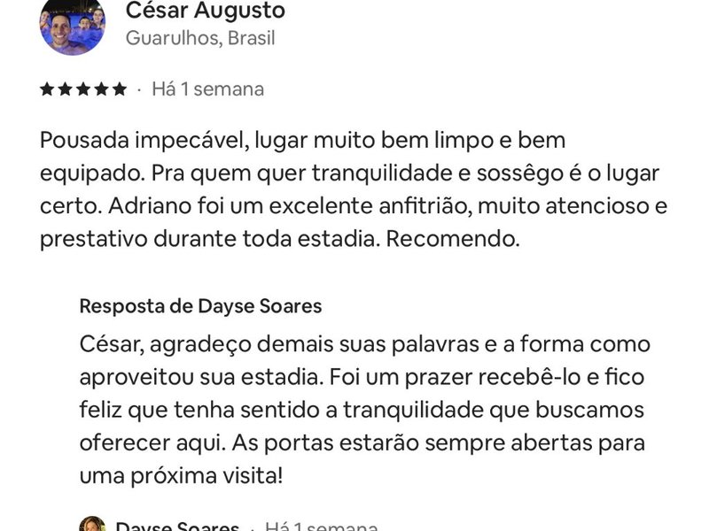 Avaliação 5 estrelas de César Augusto