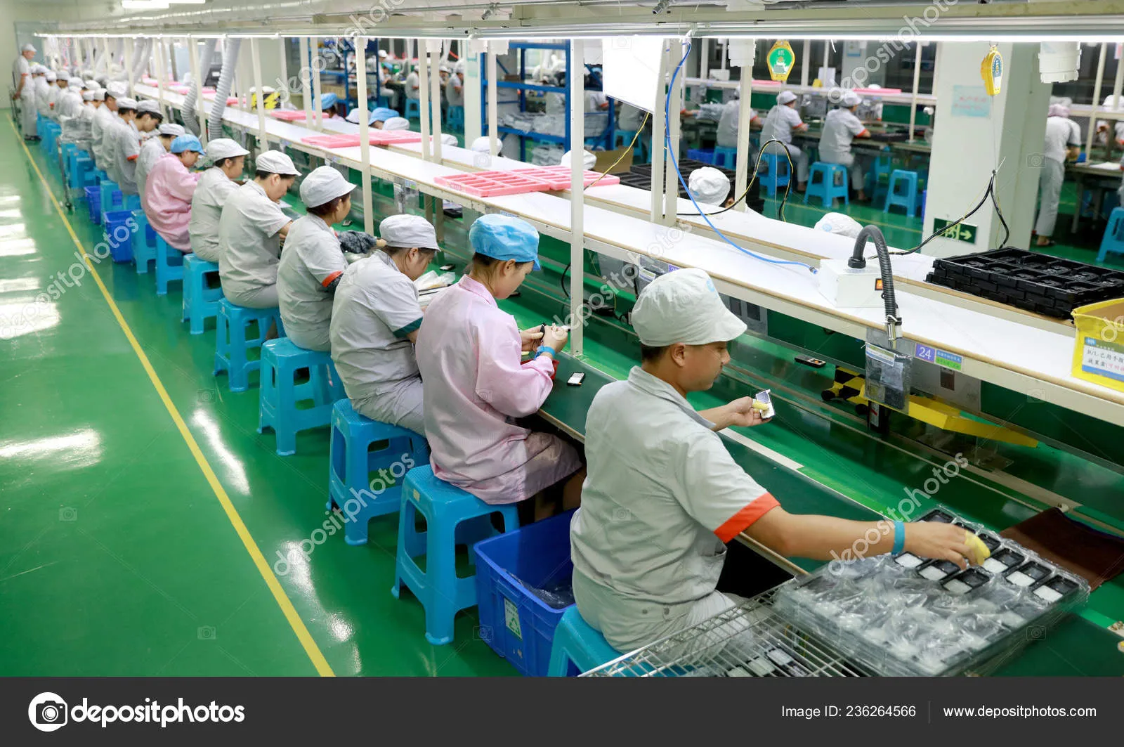 Professional electronics factory workers