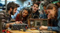 Students learning automation