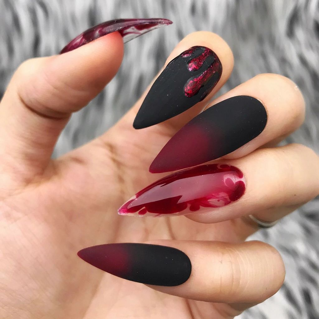 Blood Moon Ombre Nails