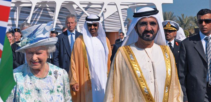 Historic moment: Her Majesty Queen Elizabeth II with UAE leadership during the 2010 state visit