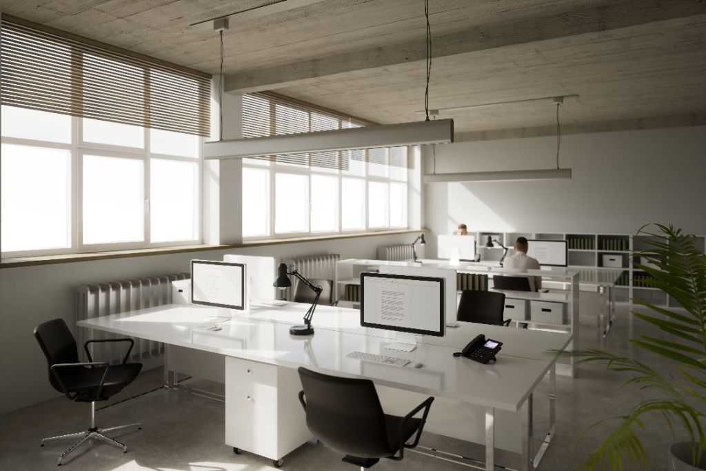 Production hall - social office facilities after refurbishment Elzab 1