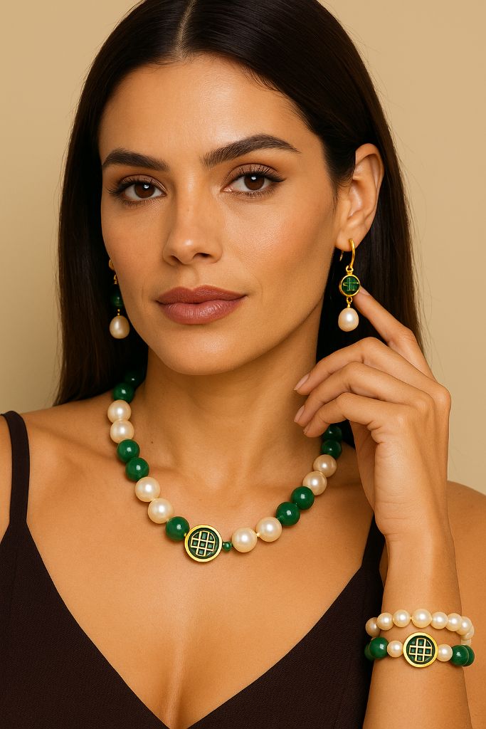 Model showcasing Asian Collection jewelry craftsmanship