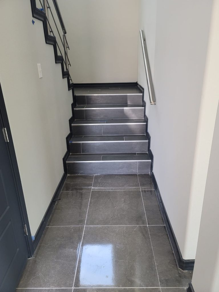 Stairway with polished tiles