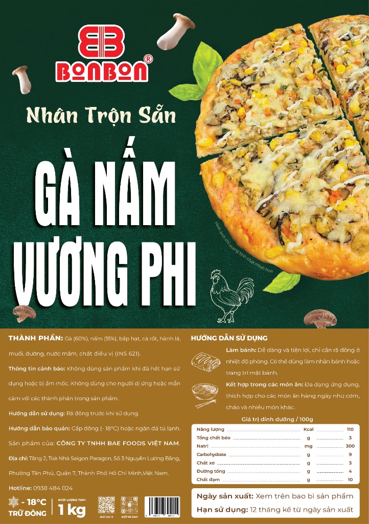 Nhân Trộn Sẵn Gà Nấm Vương Phi
