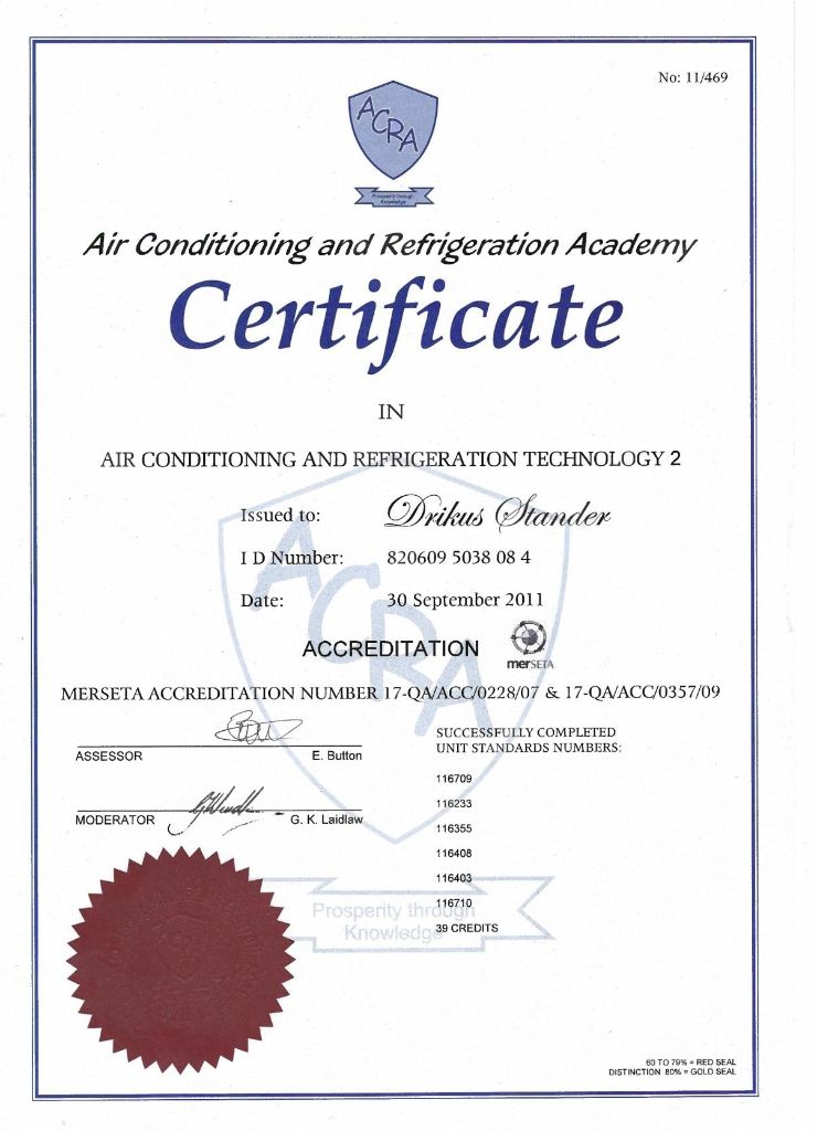 Air Conditioning and Refrigeration Certificate