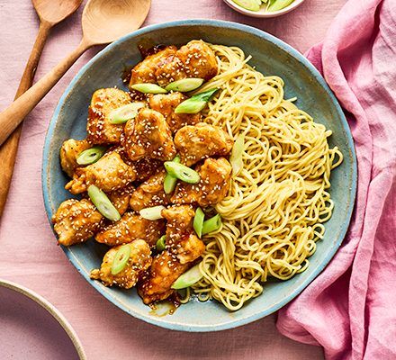 Asian Style Noodles with Crispy Chicken