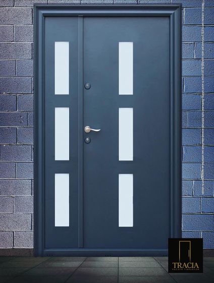 Ușă Metalică Tracia - Blue Geometric Modern