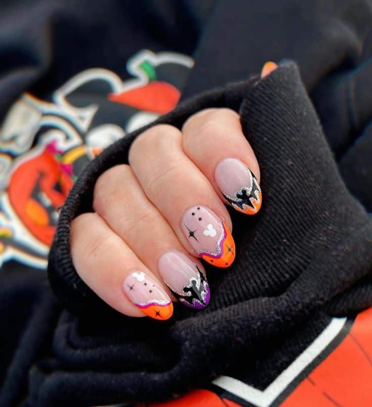 Whimsical Ghost Halloween Nails