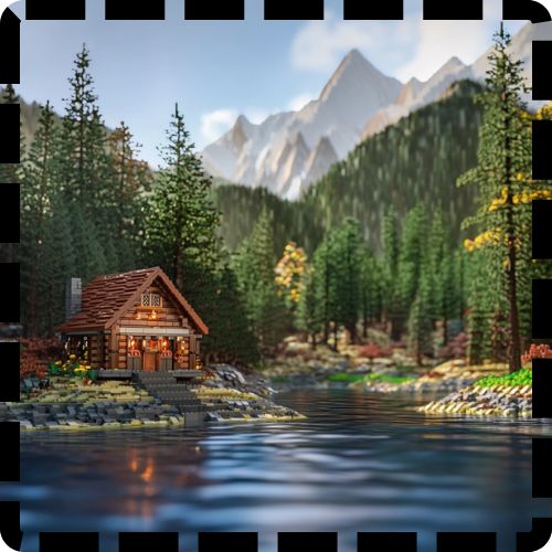 Photorealistic mountain cabin