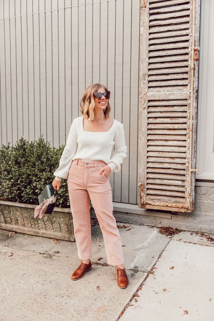 Cream Sweater Pink Pants