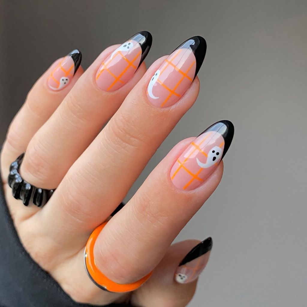 Transparent Ghost Grid Nails