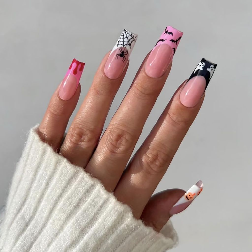 Delicate Pink Spiderweb Nails