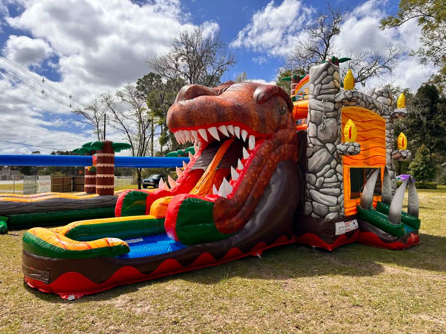 Colorful Dinosaur Inflatable Bounce Castle with Slide