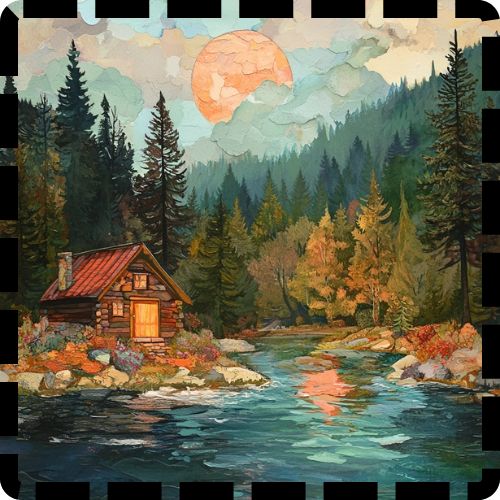 Painterly mountain scene