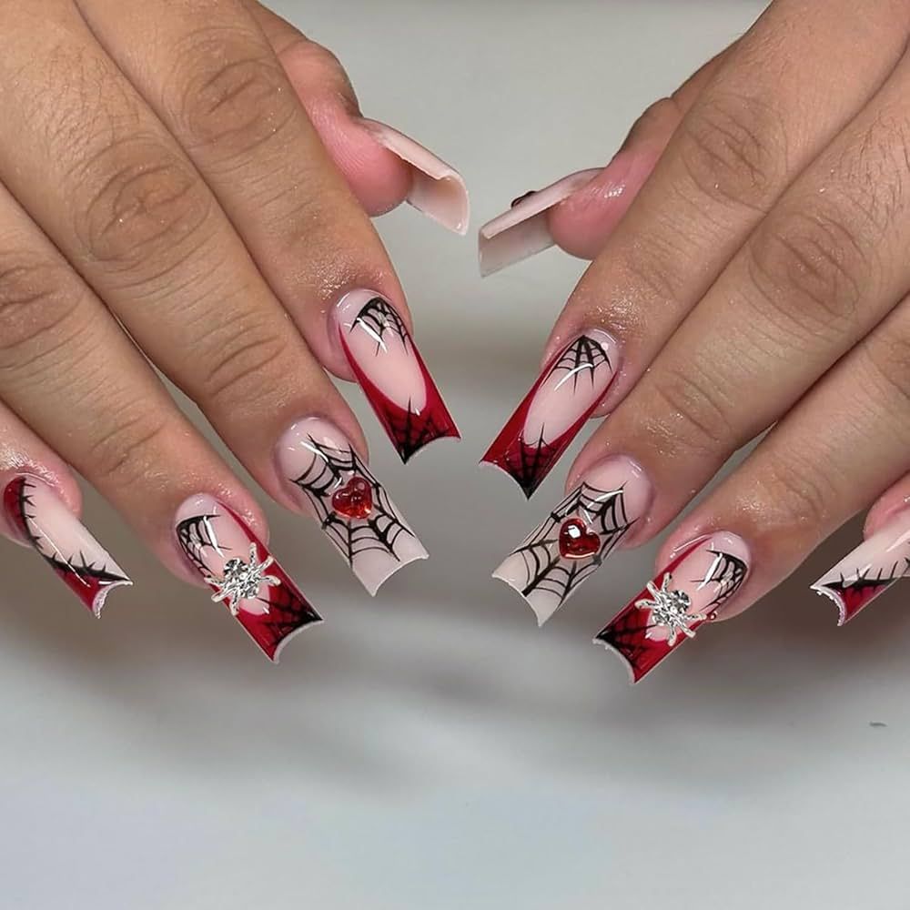 Elegant Spiderweb Halloween Nails