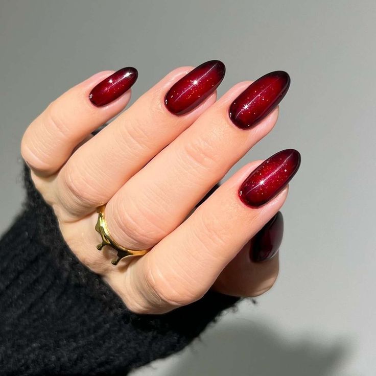 Starry Blood Red Nails