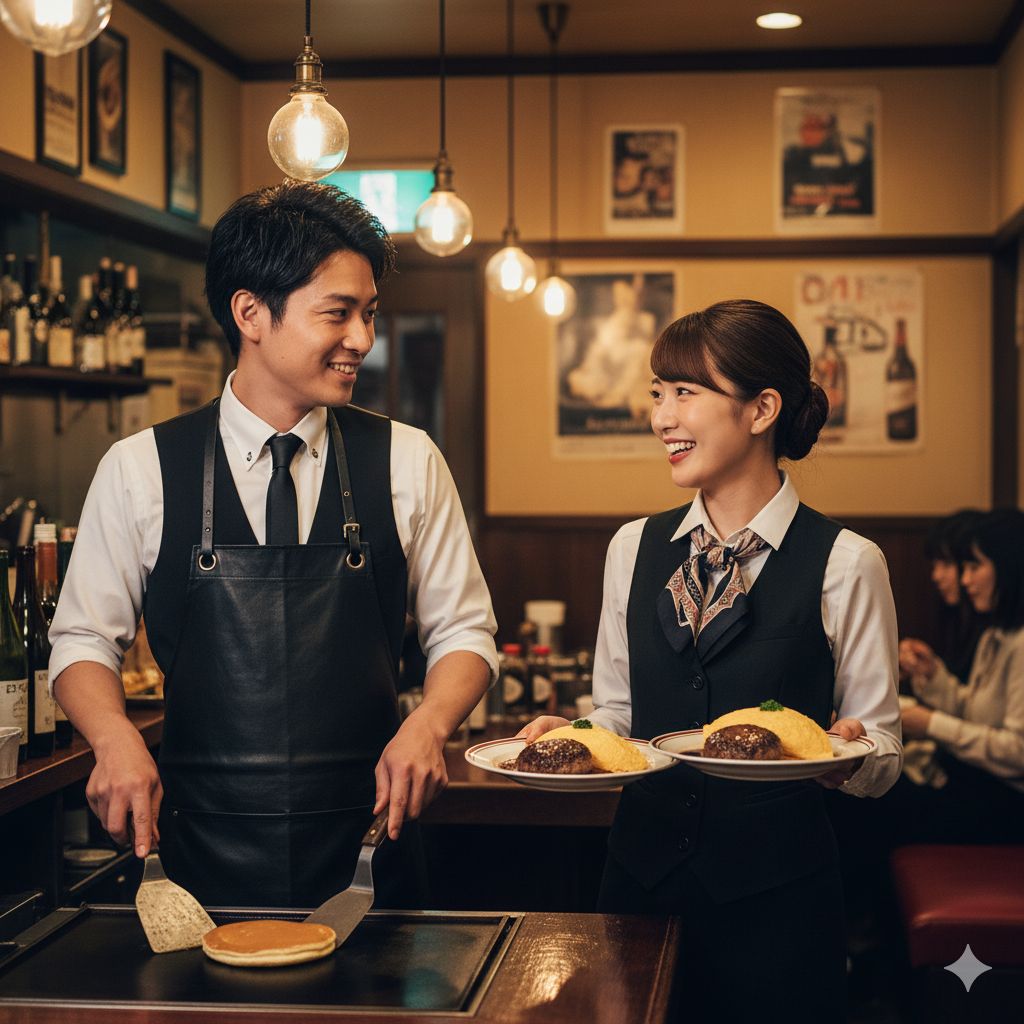 プロフェッショナルシェフとホールスタッフ