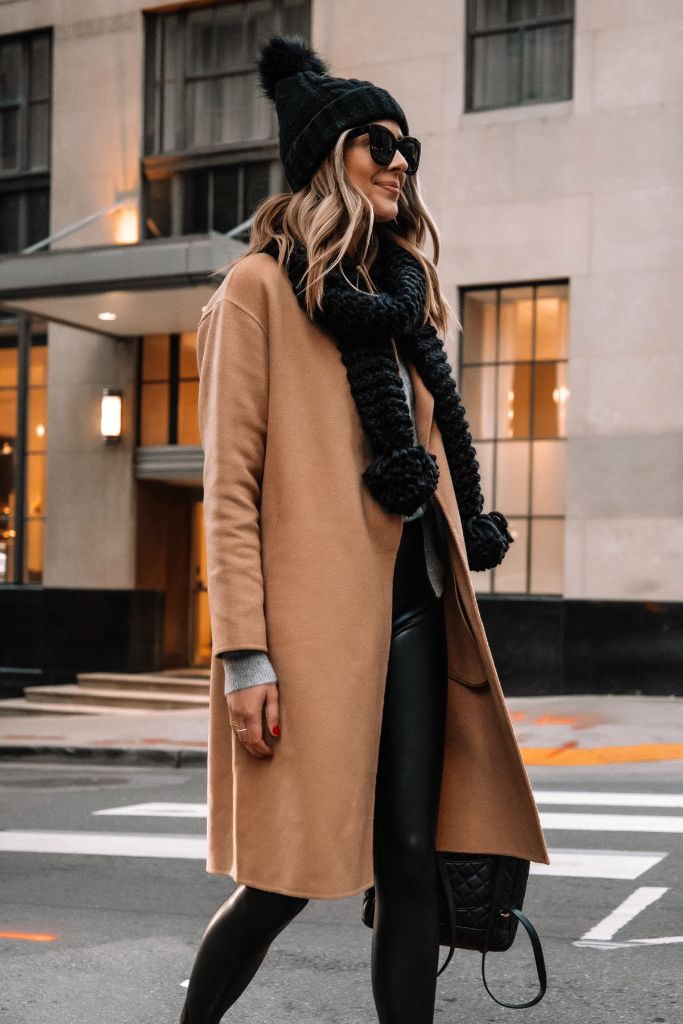 Camel Coat Black Outfit