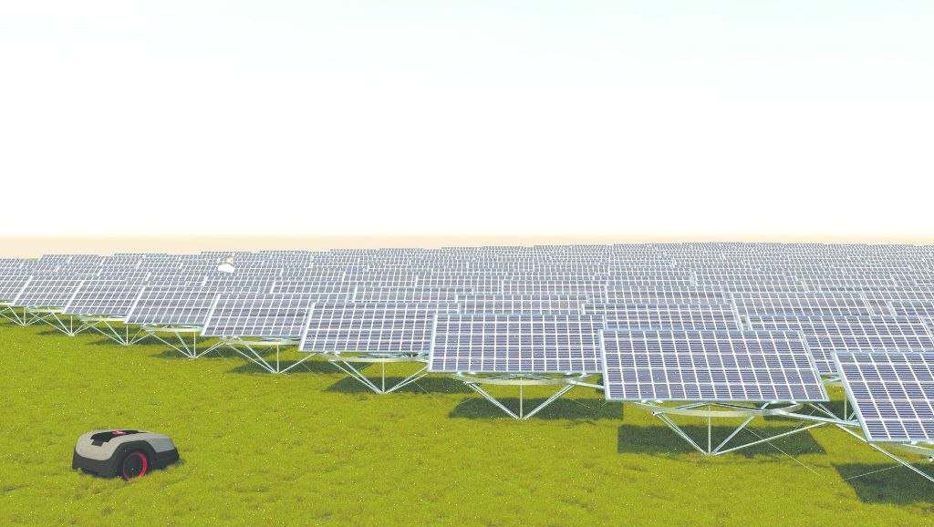 Impianto agrivoltaico con pannelli su tracker e manutenzione robotizzata