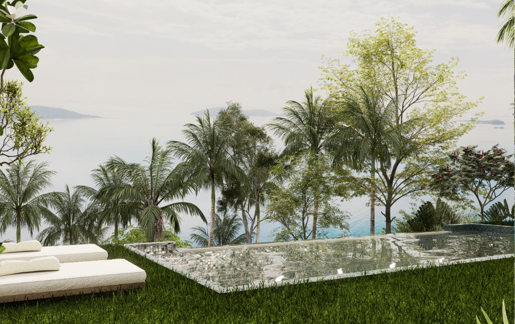 Piscine avec vue mer panoramique