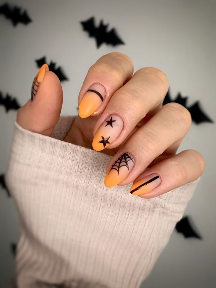 Pumpkin Orange Celestial Nails