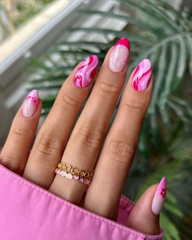 Pink Marble French Tips