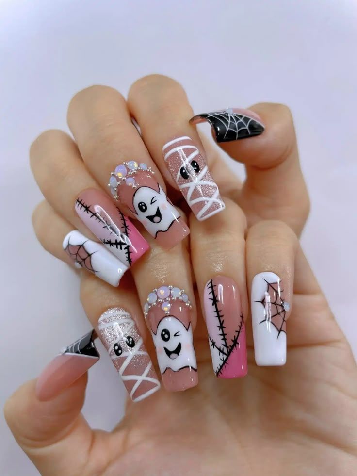 Mixed Halloween Character Nails