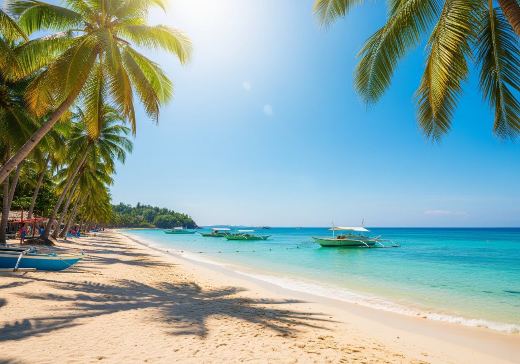 Boracay Beach with Traditional Boats