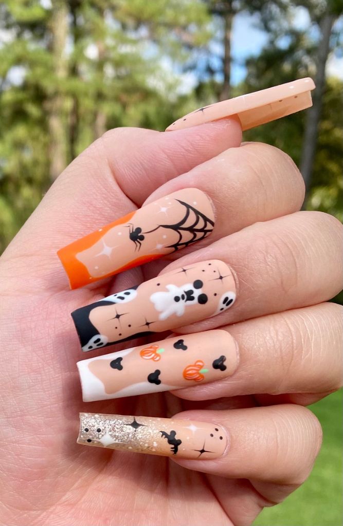 Mickey Ghost Halloween Nails