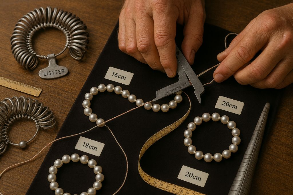 Professional Pearl Jewelry Sizing with Precision Tools and Size Charts