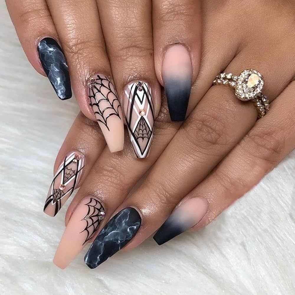 Geometric Web Coffin Nails