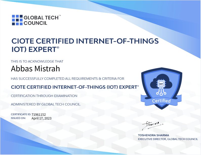 CIOTE Certified IoT Expert