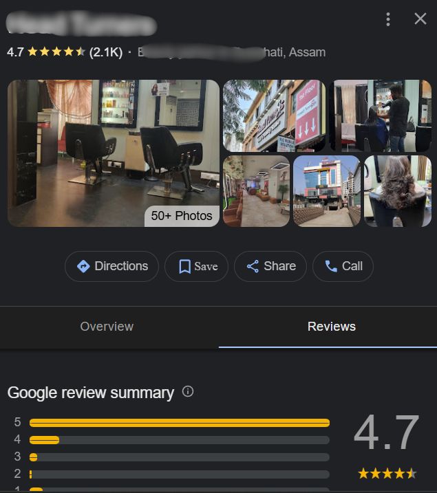 Client Google Business Result