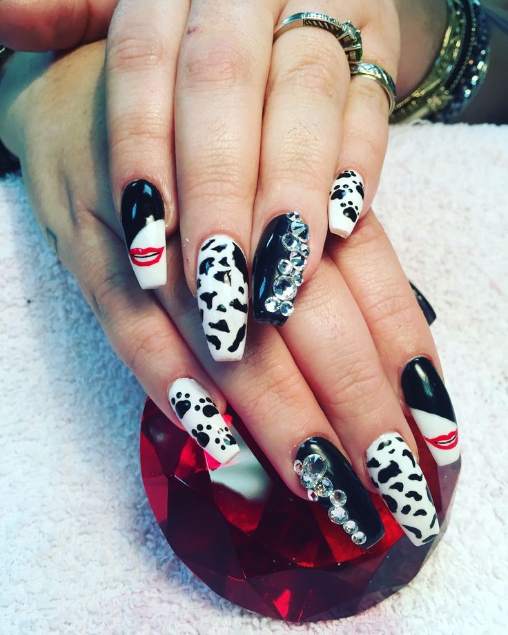 Glamorous Dalmatian Halloween Nails