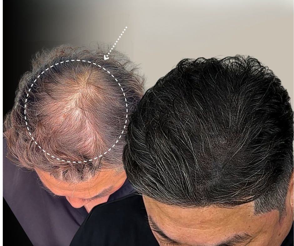 정수리 밀도 보강 전후 비교