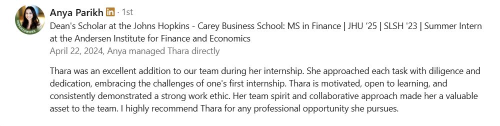 LinkedIn recommendation