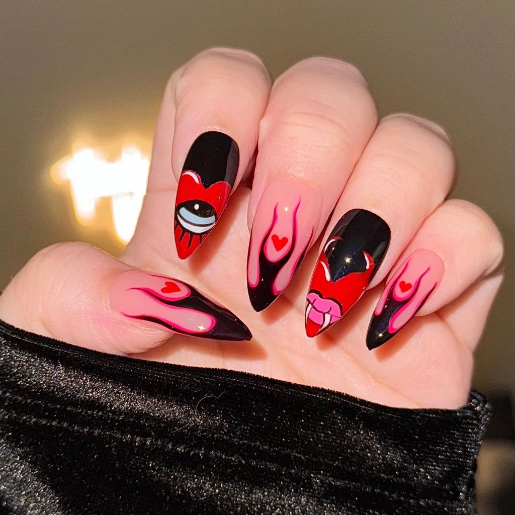 Devilish Eye Drip Nails
