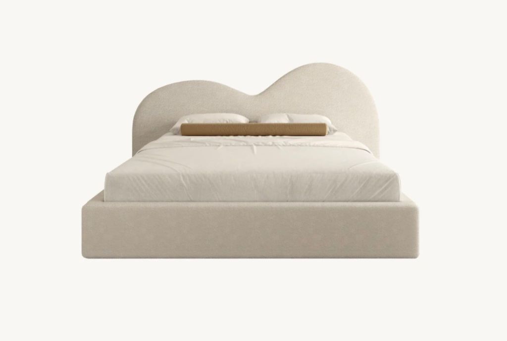 Asymmetrical double-arch bed with cloud bolster