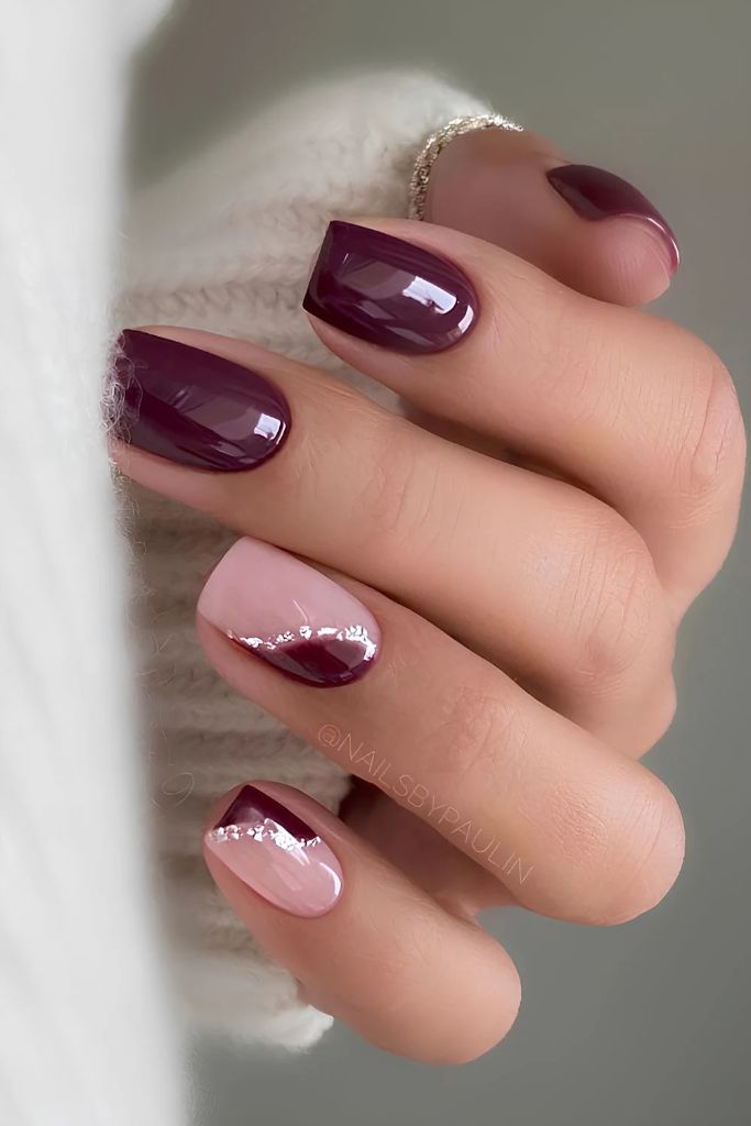 Burgundy French with Shimmer