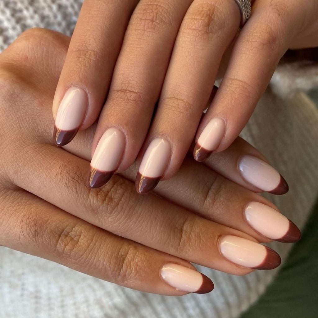 Soft Pink with Brown French Tips