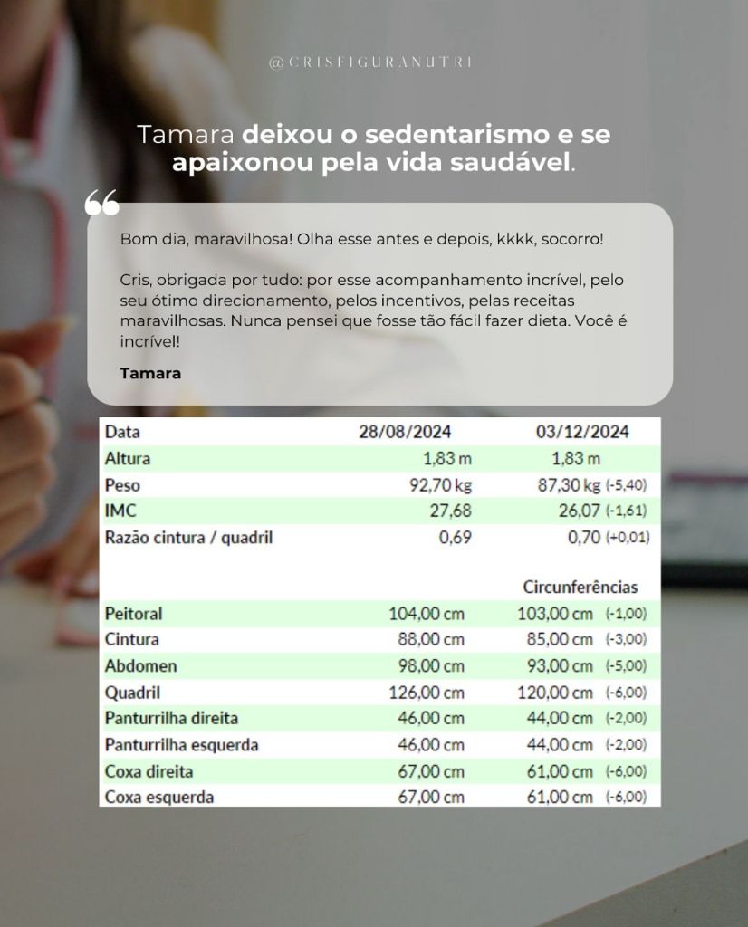 Resultado Tamara - Deixou o sedentarismo
