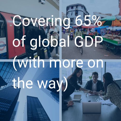 Covering 65% of global GDP - Global market coverage across diverse economies