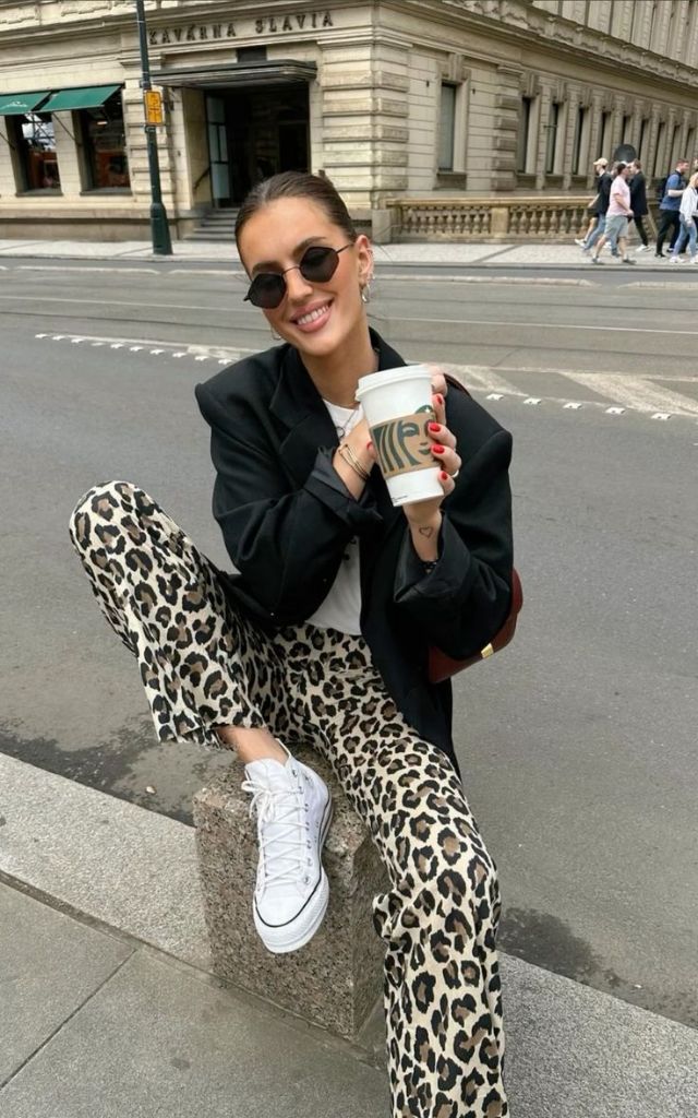 Leopard Pants Black Blazer