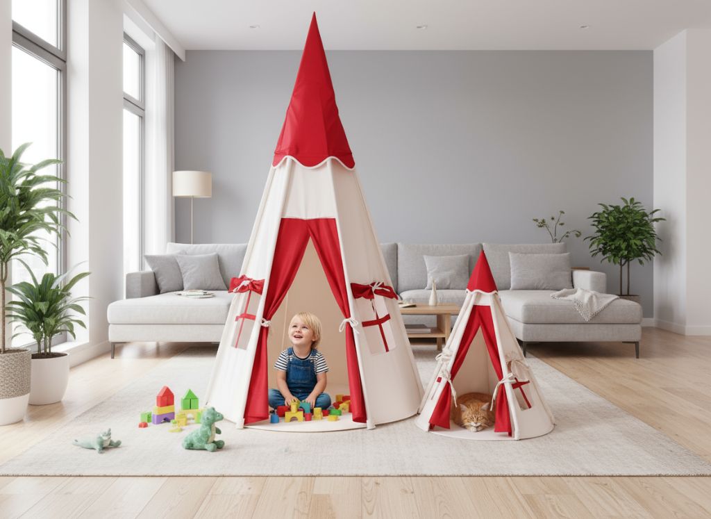 Magical Underland size comparison - Kids tent (6ft) and Pet tent (3ft) side by side