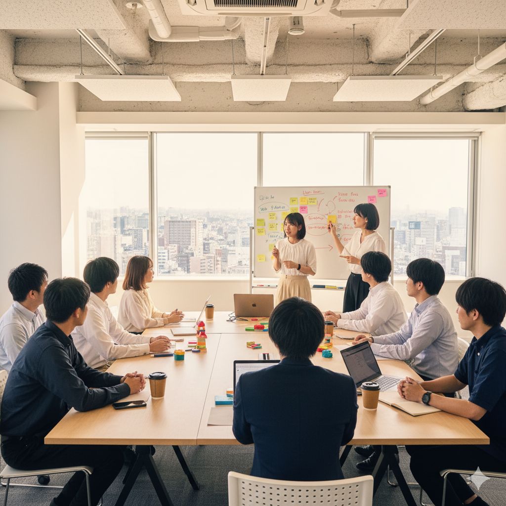 スノア研修風景 - チームでのブレインストーミングセッション